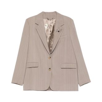 Golden Goose Blazers, female, Gray, Size: XS Blazer Gessato Decorato