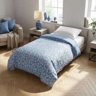 KASANOVA Trapuntino singolo fiori blu microfibra
