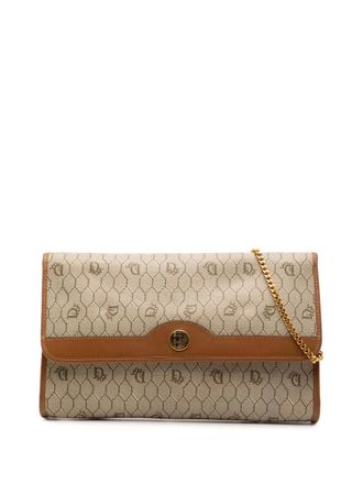 Dior 20th Century Honeycomb Coated Canvas Chain shoulder bag - women - Fabric/Calf Leather/Canvas/Leather - One Size - Brown