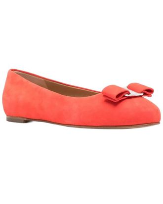 Ferragamo Logo Plaque Leather Ballet Flat