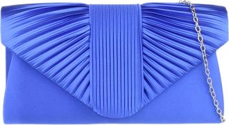 Girly HandBags Womens Pleated Satin Clutch Bag - Royal Blue