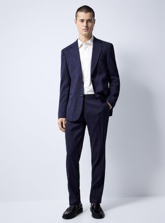 Soul of London Mens Mineral-blue heather suit Slim fit
