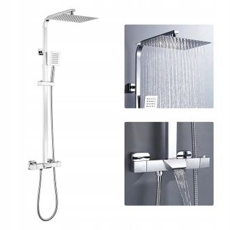 OEM Conjunto De Ducha Termost&aacute;tico, Altura Regulable De 98 A 129 Cm, Cromado