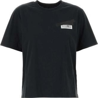Maison Margiela Taped Label Cotton T-Shirt - Dames - T-shirts - Zwart - M - Katoen - Tops