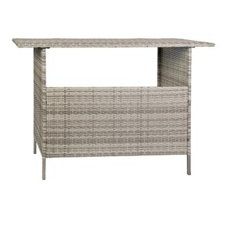 Flash Furniture Marco Indoor/Outdoor Patio Wicker Rattan Bar Counter Table with 2 Shelves, Gray