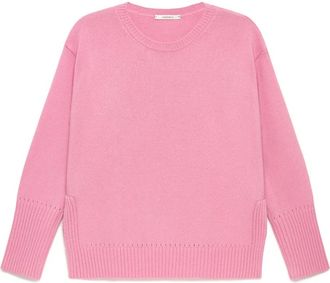 Maliparmi Cashmere Merinos Breiwerk - Dames - Ronde hals truien - Roze - XL - Wol - Truien & Vesten