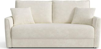 Sia Home Sof&aacute; cama 3 plazas terciopelo de pana crema 180 cm