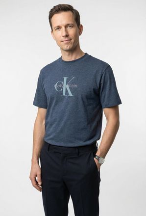 Calvin Klein Jeans T-Shirt CALVIN KLEIN JEANS SS Hero Monologo Tee 20s, Herren, Gr. XXL, nearly navy heather b8289, Web, Obermaterial: 100% Baumwolle, l&auml;ssig geschnitten
