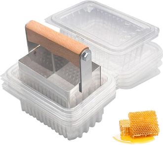 OEM Cortador De Panal, Herramienta Para Cortar Miel Con 10 Recipientes De Pl&aacute;stico, Caja De Pl&aacute;stico De Acero Inoxidable, Cortador De Panal, Hermosas Y Pr