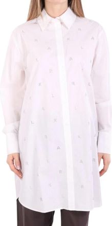 Karl Lagerfeld Rhinestone Poplin Shirt - Dames - Overhemden - Wit - S - Katoen - Overhemden
