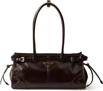 Prada medium Bonnie shoulder bag - women - Nylon/CALFSKIN - OS - Brown