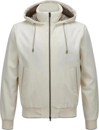 Herno Luxe Cashmere Seta Bomber Resort Jas - Heren - Vesten met rits - Wit - 2XL - Wol - Hoodies & sweatvesten