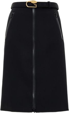 Gucci Zwarte ritsriemrok - Dames - Korte rokken - Zwart - M - Wol - Rokken