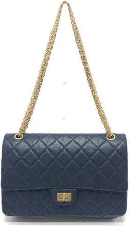 Chanel Pre-owned Leather chanel-bags - Dames - Vintage Schoudertas - Blauw - ONE Size - Leer - Vintage