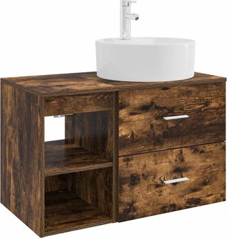 vidaXL Juego De Muebles De Ba&ntilde;o 2 Uds. Roble Ahumado Vidaxl