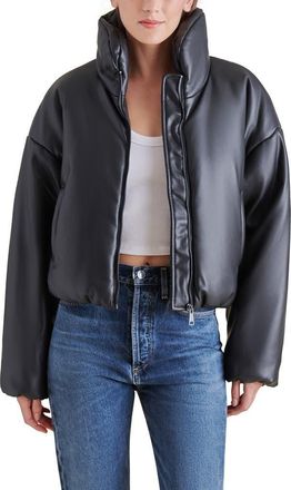Steve Madden Stratton Faux Leather Puffer Jacket in Black at Nordstrom Rack, Size X-Small