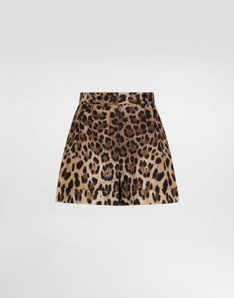 Dolce & Gabbana Leopard-print Poplin Shorts - Woman Pants And Shorts Animal Print 38