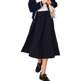 Maje Striped tailored midi skirt in Navy at Nordstrom, Size 34 Eu