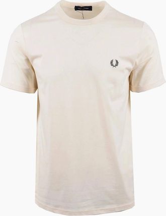 Fred Perry Mens FRED PERRY RINGER T-SHIRT ECRU - Cream - Size: 38