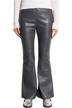 BERENICE Faux Leather Flare Pants In Anthracite Grey
