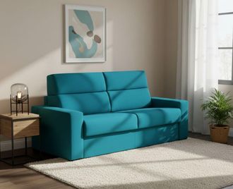 Dmora Dmora - Sof&aacute; Cama 2 Plazas Ecate, Sof&aacute; Convertible Para Sal&oacute;n, Acolchado, Desenfundable, Calidad 100% Made In Italy, 200x95 H100 Cm, Azul Claro