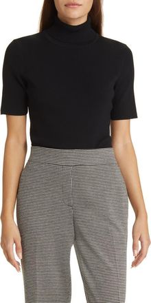Anne Klein Ribbed Turtleneck Sweater in Anne Black at Nordstrom, Size X-Large