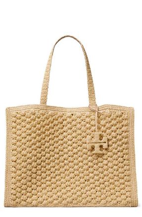 Tory Burch Ella Hand Crochet Straw Bag in Natural at Nordstrom