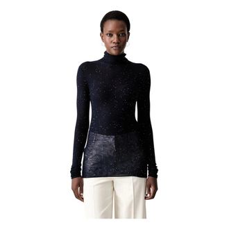 Pinko Moss Sweater - Dames - Coltruien - Blauw - S - Wol - Truien & Vesten