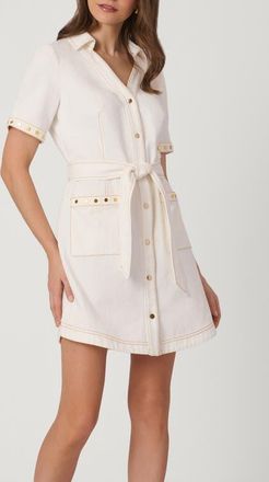Shoshanna Studded Denim Laurie Dress in Ivory at Nordstrom, Size 12