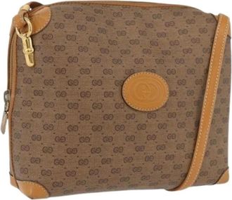 Gucci Pre-owned Vintage Micro Small GG Canvas Schoudertas - Dames - Vintage Schoudertas - Beige - ONE Size - Leer - Vintage