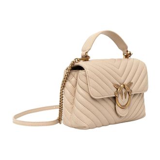 Pinko Pinko, Tassen, Dames, Beige, ONE Size, Leer, Crossbody Tas