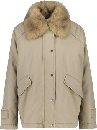 Marc O'Polo Geweven Outdoor Jas - Dames - Winterjassen - Beige - XS - Katoen - Jassen