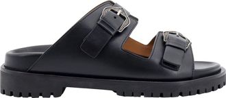 Off-white Leather Sandals With Metal Buckles