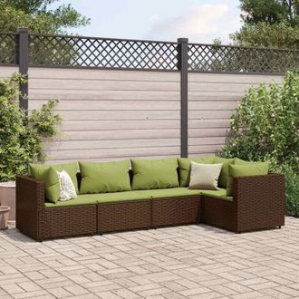 vidaXL Vidaxl - Set Muebles De Jard&iacute;n 5 Piezas Y Cojines Rat&aacute;n Sint&eacute;tico Marr&oacute;n