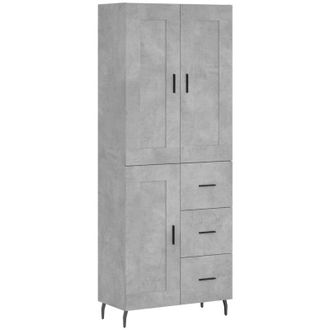vidaXL Vidaxl - Aparador Alto Madera Contrachapada Gris Hormig&oacute;n 69,5x34x180 Cm