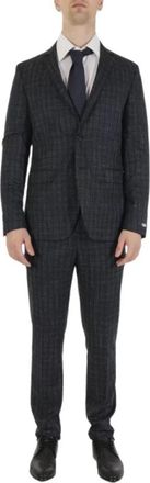 Karl Lagerfeld Enkelrijig tweedelig pak - Heren - Business pakken - Blauw - XL - Tweed - Kostuums