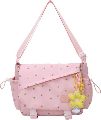 Generic Kexpery Nylon Floral Womens Shoulder Handbag Versatile Messenger Bag for Work Shopping Travel with Adjustable Shoulder Strap