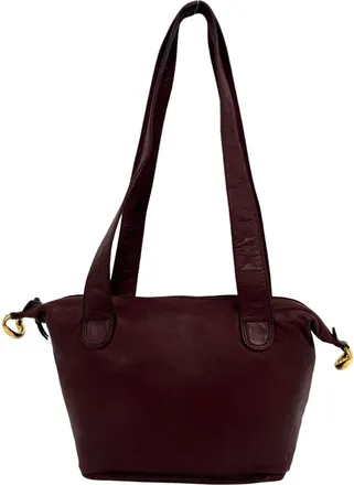 Loewe Red Color Wine Leather Shoulder Bag Tote Bag (Pre-Owned)