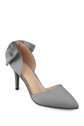 Journee Collection Tanzi dOrsay Bow Pump in Silver at Nordstrom Rack, Size 6.5