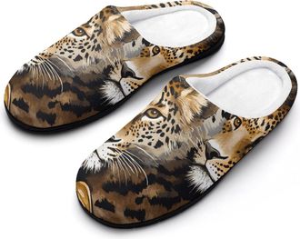 Generic Leopard Cotton Slippers for Women Indoor Outdoor Slipper Slip-On Memory Foam Home Shoes