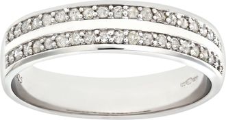 Jewelco London 9ct White Gold 1/4ct Diamond Double Row Channel Eternity Ring - PR0AXL6231W