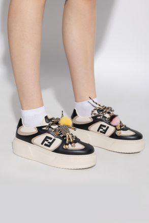 Fendi Match Sports Shoes On Platform, Womens, Beige