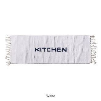 Puebco Handmade kitchen rug in recycled yarn / white 45 x 120cm
