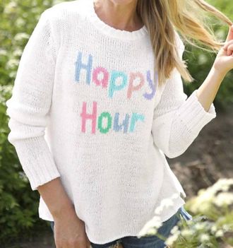 Wooden Ships Happy Hour Crewneck Sweater In White
