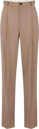 Elisabetta Franchi Broeken, Dames, Beige, XL, Gabardine Broek met Pijltjes