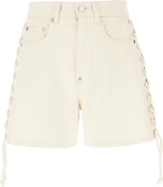 Stella McCartney Twill shorts met veters aan de zijkant - Dames - Denim shorts - Beige - W28 - Katoen - Korte Broeken