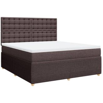 vidaXL Vidaxl - Cama Box Spring Con Colch&oacute;n Tela Marr&oacute;n Oscuro 180x200 Cm