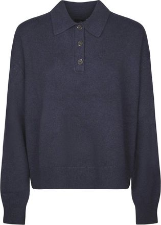 Anine Bing Lee Polo Knitwear - female - Anine Bing - Cashmere Knitwear - Blue - XS - Knitwear