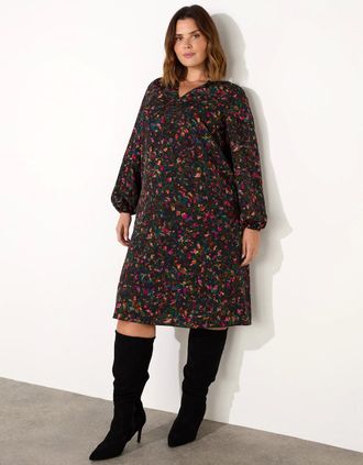 Live Unlimited London Womens Multi Colour Ditsy Midi Dress - Size: 18