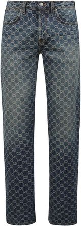Gucci GG katoenen denim jacquard broek - Heren - Jeans - Blauw - Maat: W32 Katoen